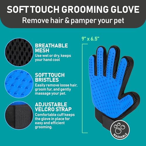 Maxpower Planet Pet Grooming Brush and 2X Grooming Gloves Combo - Double Sided Dematting, Deshedding Undercoat Rake for Dogs and Cats - Reduce Shedding Easily - Blue | Cat & Dual-Sided Rake, Dematting, Adjustable Fit, Machine Washable, Dog Brush for shedd
