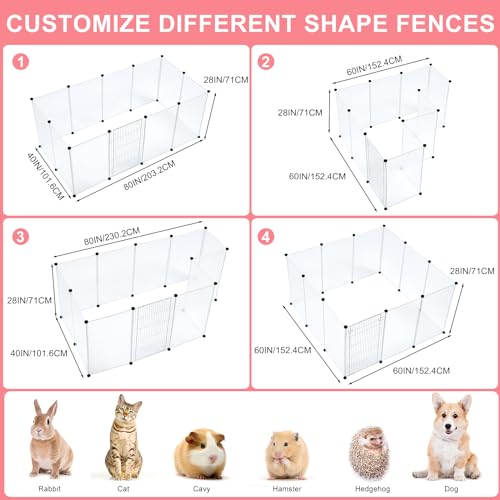 BRIAN & DANY Dog Playpen Portable for Small Animals, Dog Play Pen Indoor, Transparent Pet Playpen for Puppies, Cats, 80" L x 40" W x 28" H - style: 80" L x 40" W x 28" H