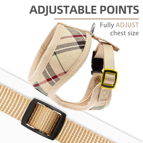 PUPTECK Soft Mesh Dog Harness Small Sized and Leash Set Pet Puppy Cat Comfort Padded Vest No Pull Harnesses, Beige, S - color: Beige, size: S (NECK: 12", CHEST: 14"-18")