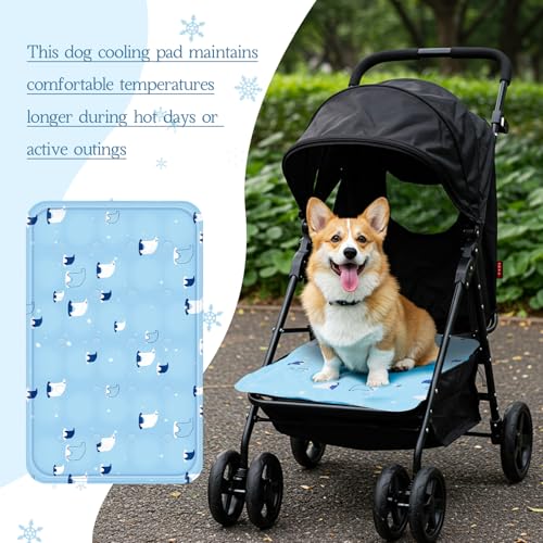 Nuanchu Dog Stroller Cooling Mat, Waterproof Gel Pet Cooling Pad for Summer, Washable Cat Sleeping Blanket, Portable Ice Gel Travel Mat for Cats, Crates, Car Seat(11.81 x 19.69 Inches,Sky Blue Bear) - size: 11.81 x 19.69 Inches, style: Sky Blue Bear