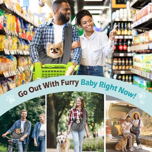 Pawaboo Small Dog Sling Carrier | Reversible Puppy Small Pet Carrier,Hands Free,Safety Buckle,Storage Pocket for Travel,Outdoor Activities Dark Gray - color: D-Dark Gray