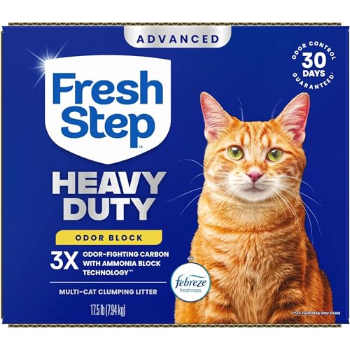 Fresh Step Advanced Heavy Duty Multi Cat Clumping Cat Litter, 17.5 lb. | Heavy Duty, Odor Control, 3X Odor-Eliminating Carbon, Ammonia Block Technology, Compatible with Most Auto Litter Boxes - size: 17.5 lb (Pack of 1)