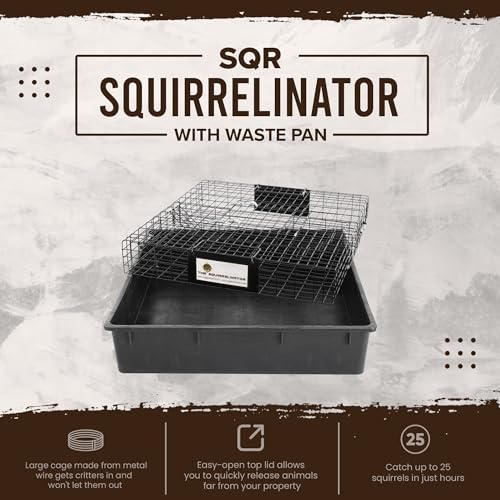 Rugged Ranch Squirrelinator w/ Waste Basin Outdoor Multi-Catch Squirrel Trap - Humane Live Cage Catcher, Rodent Control for Barns, Garages, Sheds, Gardens, Farms, Yards or Lawns - color: Squirrel w/ Basin, size: 1 Pack