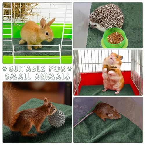 10 Pcs Guinea Pig Cage Liners Washable Rat Bedding for Guinea Pigs Controlling Absorbent Waterproof Pee Pads Blanket for Rabbits Hamster Small Animal Chinchilla(Grid,14x28 Inch,Dark Green) - color: Dark Green, size: 14x28 Inch, style: Grid