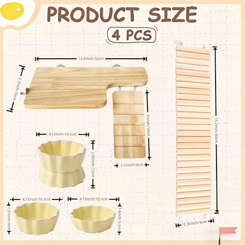 Hamster Wooden Platform Tunnel Ladder Hideout Playhouse Hamster Game Climbing Toy with Cage Accessories for Small Pets Dwarf Syrian Mice Degus Gerbils Squirrel (Lullaby)