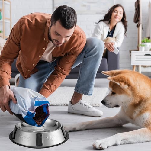 8 Pack Stainless Steel Dog Bowls Metal with Rubber Base Non-Slip Pets Puppy Cats Feeding Food and Water Bowls Dishwasher-Safe for Indoor Small Medium Large Dogs Cats Kitten Rabbit(47.3 oz) - size: 47.3 oz