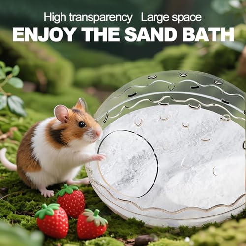 Hamsters Bathtub Box,Hamster Bathroom,dust Bath for Hamster,Hamster Sand Bath Container,Hamster Bath,Hamster Bathing Bowl,Transparent Toilet for for Hamster Cage Accessories (5.5x5.5x4 inch)