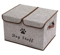 Large Storage Boxes - Linen Fabric Foldable Cubes Bin Containers With Lid and Handles for Dog Apparel, Accessories, Coats, Toys, and Clothing (Grey) - color: Gray