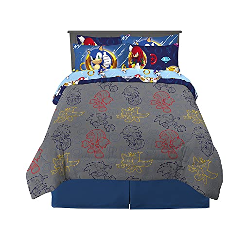 Franco Kids Bedding Super Soft Comforter and Sheet Set with Sham, 7 Piece Full Size, Sonic The Hedgehog - color: Sonic the Hedgehog, size: Full
