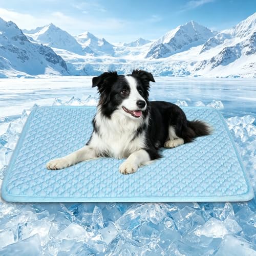 SOMOYA Dog Cooling Mats,Foldable Non-Slip Arc-Chill Cool Pad | Cooling Pad for Dogs Q-Max 0.45 Absorbs Pet Heat Fast,Suit for Indoor Outdoor Summer Use for Cats Dogs - color: Blue, size: Medium (29.5x18.8 IN)