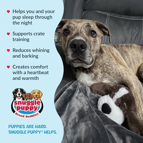 Snuggle Puppy Heartbeat Dog Toy for Puppies, Real-Feel Heartbeat, Calming Sleep Aid and Crate Training Comfort Toy with Heat Pack, Medium Breed Buddies Bully Breed (Pit Bull, Bulldog) - color: Mocha