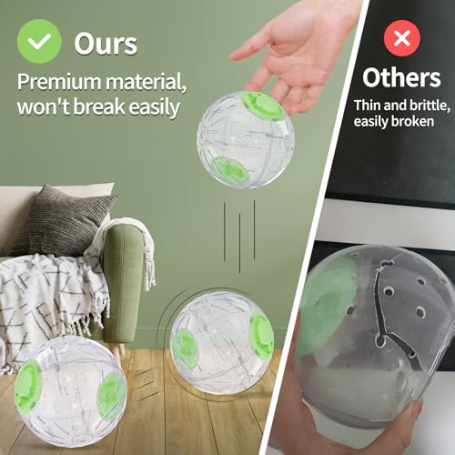 7.9 Inch Hamster Ball, Running Ball Toy, Transparent, Breathable, Promote Exercise Health, Reduce Stress, Easy to Clean, Hamster Accessory, for Syrian Dwarf Hamster, Gerbils, Mice, Small Pets, Green - color: Green