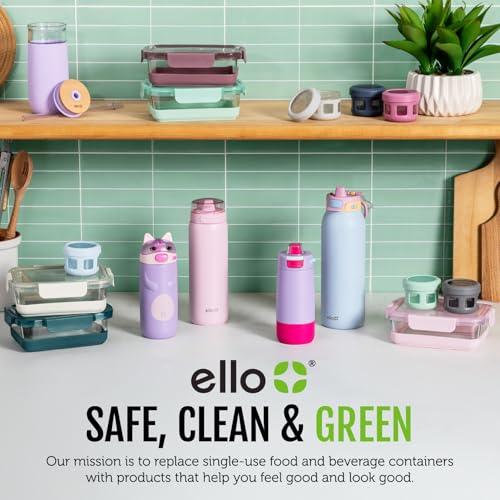 Ello Ellies 16oz BPA-Free Plastic Leakproof Kids Water Bottle, Panda | Animal shaped plastic kids water bottle with straw, leakproof locking lid, carry handle, & BPA-free design for school lunches - color: Panda, size: 16 Ounces