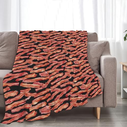 Funny Bacon Blanket, Food Throw Blankets, Meat Fuzzy Plush Blanket Ultra Soft for Bacon Lover Gift Kids Teens Women Men Girls Boys Stuff Decor for Home Bedding Sofas Couch Camping 50"X40" - color: Bacon, size: 50"x40"