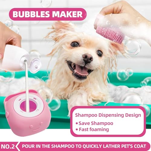 Bath Grooming Kit for Pets - Hair Brush Set with Towel, Washing Gloves, and Shampoo Scrubber Brush for Dogs and Cats (Pink) - color: 6-Bath-Pink