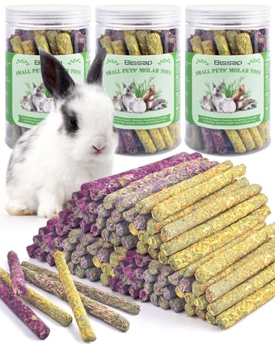 Bissap 108PCS Rabbit Chew Sticks, Mixed Natural Flower Rose Chrysanthemum and Forget-me-not Chew Toys Treats for Rabbit Bunny Chinchilla Guinea Pig Hamster and Other Small Animals Molar Snacks - size: 108 pieces