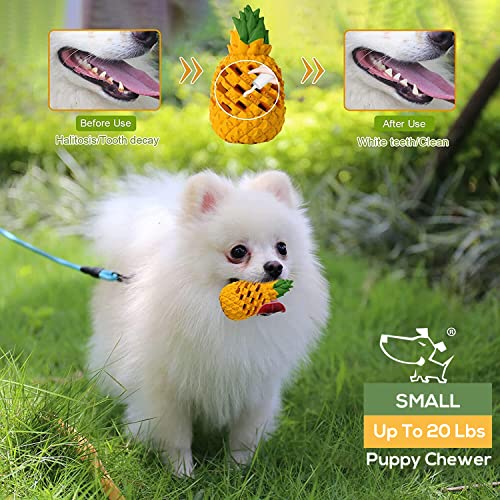 Indestructible Pineapple Dog Toy - Small Aggressive Chewers Training | Heavy Chew, Treat Dispenser, Power Chewer, Durable Puzzle, Tough Interactive, Easy Clean - size: 4.3 In