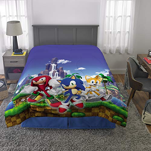 Franco Kids Bedding Super Soft Microfiber Reversible Comforter, Twin/Full, Sonic The Hedgehog, Anime - color: Sonic the Hedgehog, size: Twin/Full