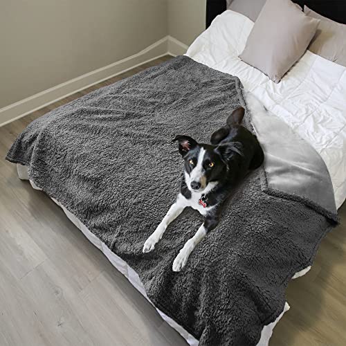 Kritter Planet Waterproof Reversible Pet Blanket for Dogs and Cats | 60 x 80 Inch, Waterproof Cover for Sofa and Bed, Washable Protection Against Fur, Dirt, Scratches and Everyday Messes - color: Grey/Charcoal Grey, size: 80"x60"