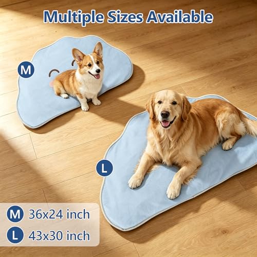 Dog Cooling Mat,Washable Cool Mat for Dogs,Self Cooling Pads for Dogs Cats,Cool Fabric & Internal Cooling Pad (Medium, Cloud Style) - size: Medium