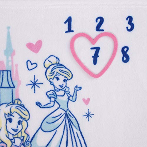 Disney Princess Pink, Aqua, Yellow & White Super Soft Milestone Baby Blanket, Pink, Aqua, Yellow, White - color: Disney Princess 2