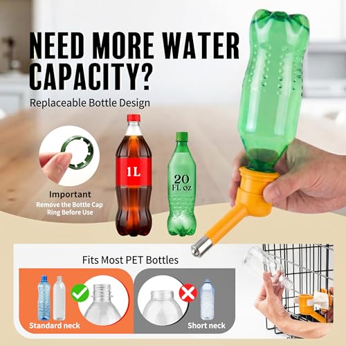 Choco Nose Patented No-Drip Dog Water Bottle/Feeder for Dogs/Cats and Other Small-Medium Sized Animals - for Cages, Crates or Wall Mount. 10.2 Oz. Mess Free Leak-Proof Nozzle 16mm, Orange (C590) - color: C590 Orange