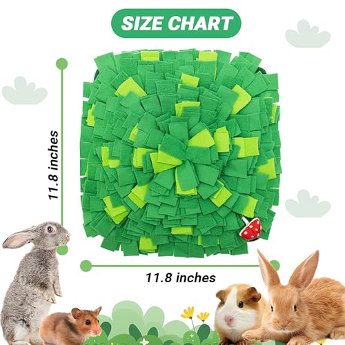 Rabbit Foraging Mat, Interactive Bunny Snuffle Feeding Toy | Soft Indoor Enrichment Pet Toy for Guinea Pig, Hamster, Chinchilla, Puppy, Kitten, Small Animals