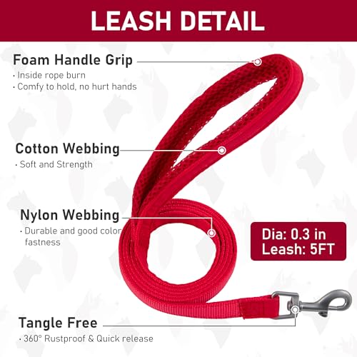 GAMUDA Small Pet Harness Collar and Leash Set, Step in No Chock No Pull Linen Fabric Soft Mesh Dog Vest Harnesses Reflective for Dogs Puppy Cats Kitten Rabbit (Red, XS) - color: Red, size: X-Small