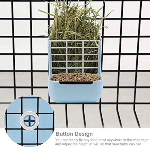 Litewoo Rabbit Hay Feeder 2 in 1 Automatic Guinea Pig Food Bowl, Blue | Bunny food bowl & hay rack, durable plastic, chew-resistant, for small animal/chinchilla/cage, 5.9x6.7x7.09in, easy to clean - color: Blue