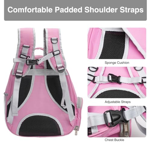 Vivicreate Large Cat Backpack Carrier for Travel and Hiking Transparent Pet Bubble Backpack for Cats up to 20lbs with Ventilation and Padded Straps Mochila para Gatos transportadora mascotas (Pink)