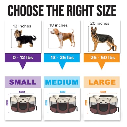 Portable Pet Playpen Puppy Pen Dog Tent Cat Playpen | 8-Panel Indoor/Outdoor Puppy Pen with Shade Cover & Travel Bag - Waterproof Dog Cat Tent - color: Brown, style: Large(45"x45"x24" with free bonus)