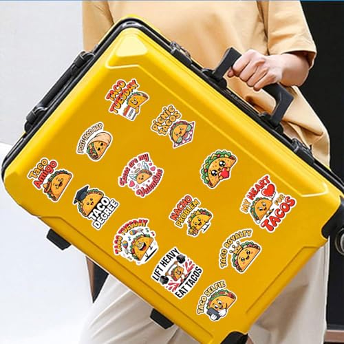 Vybonz Taco Sticker Funny Food Decal Mexican Cuisine Cartoon | Taco Stickers with Funny Food Quotes for Taco Lovers, Restaurant Fans, Laptop, Water Bottle and Notebook Use - color: Taco, size: 3in
