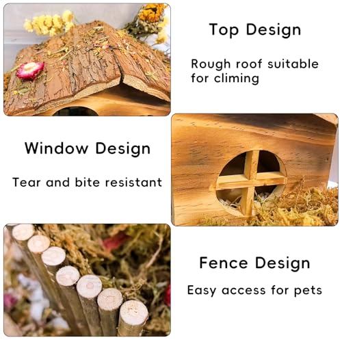 Hamiledyi Hamster Hideout Wooden Hamster House and Bridge with Windows Habitats Decor for Rat Gerbils Mice Playing Hiding