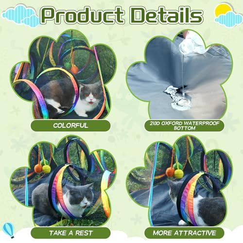 CypherX Outdoor Rainbow Cat Enclosure, 5 in 1 Portable Cat Tents for Outside Cage Free Outside Pet Enclosure Cat Tunnel Outdoor Playground for Indoor Cats and Small Animals - size: 5 in1 Loop(11.8"W)