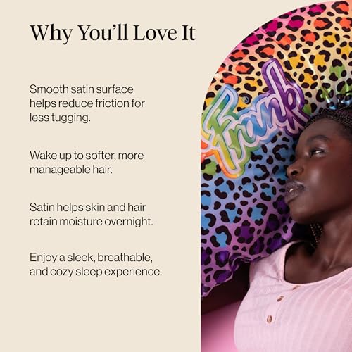 Lisa Frank x Kitsch Satin Pillowcase, Size 19x26 - Rainbow Leopard | Softer Than Silk Pillow Cases, Smooth Cooling Satin Pillow Case for Hair and Skin, Wrinkle-Free, Machine Washable - color: Rainbow Leopard, size: Standard/Queen (1 Pack)