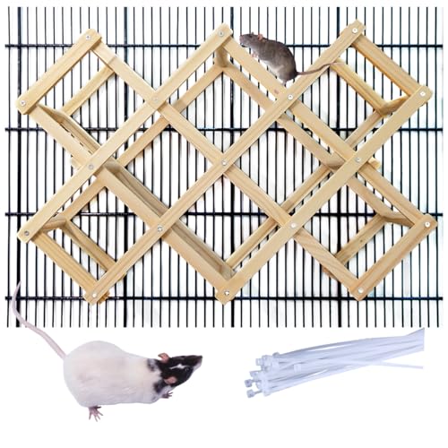 Wooden Rat Climbing Toys for Pet Rats - Natural Cage Accessories,Climbing Ladder,Hanging Enrichment Toys for Fancy Rats,Fun & Safe Play & Chew Activities,L - size: Large