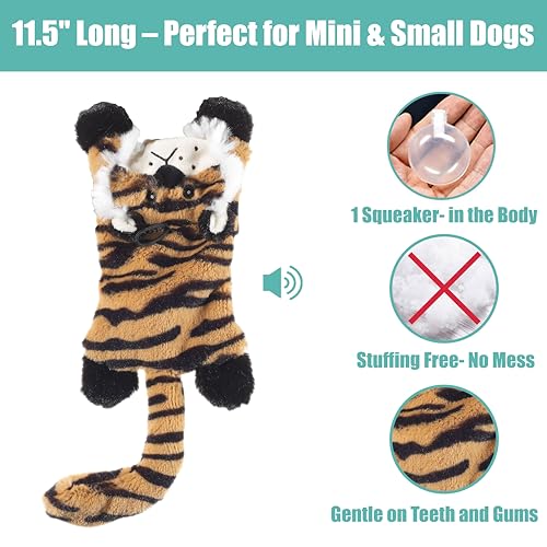 SPOT Skinneeez Flat Cat 11.5 Inch Stuffing-Free Plush Squeaky Dog Toy – Soft Interactive Toy for Mini and Small Dogs – Mess-Free Play for Light Chewers – Assorted Styles - style: Mini Flat Cat