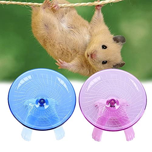 Litewoo Hamster Wheel Flying Saucer Exercise Toys, Silence Quite Spinner, for Gerbil Rat Mouse Mice Dwarf Hamster and Other Small Animal（Blue） - color: Dark Blue