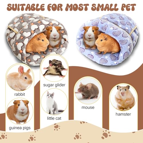 2 Pcs Guinea Pig Hideouts Guinea Pig Bed Washable Bunny Bedding Cuddle Warm Small Pet Sack Supplies Portable Pet Carrier Cage Nest Accessories for Cage(Gray, Pink,Heart) - color: Gray, Pink