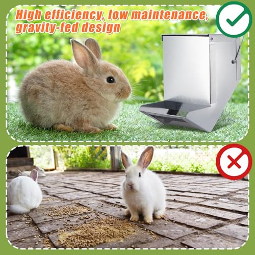2 Pcs Rabbit Feeder for Cages Small Animal Food Pellet Dispenser with Lid Metal Chicken Grit Oyster Shell Squirrel Feeders Outside(4.7 Inches,Mesh Bottom,Silver) - color: Silver, size: 4.7 Inches, style: Mesh Bottom