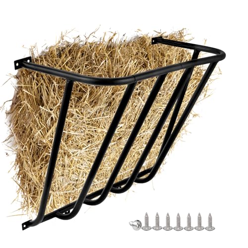 Hay Feeder Goat, 24.8 x 21.26 x 12.2 Multiple Sided Goat Hay Rack Suitable for Farms, Stables, Heavy Duty Galvanized Metal Wall Hay Rack for Sheep Horses, etc