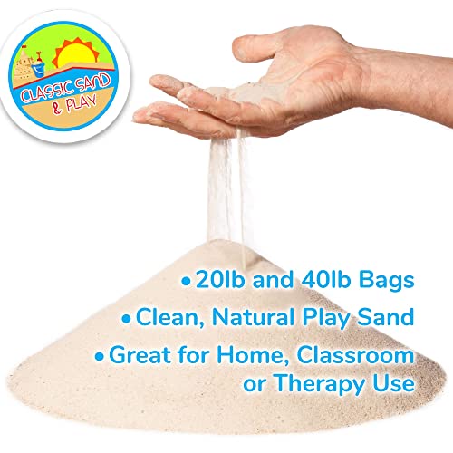 Classic Sand and Play Sand for Sandbox, Table, Therapy, and Outdoor Use, 40 lb. Bag, Natural, Non-Toxic, Wet Castle Building for Creativity and Stimulates Sensory Skills - size: 40 lb