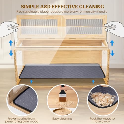 Hamster Cage 40" Chewproof Wooden, 270° View Acrylic Pet Habitat | Panoramic Large Habitat, Bite-Proof Mesh & Top Dual Access Doors, for Syrian/Dwarf Hamsters, Guinea Pigs, Chinchillas - size: 40.0"L x 20.0"W x 20.0"H