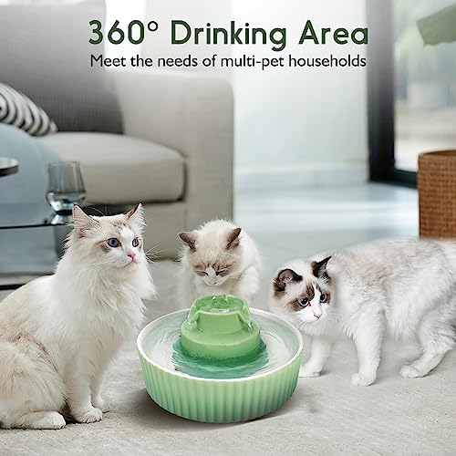 Lawfery Ceramic Cat Water Fountain, 2.1L/71oz Cupcake Pet Fountain | 3 Carbon Filters, 2 Quiet Pumps, Heavy Ceramic Body, and 360° Drinking Area, Drinking Bowl for Indoor Cats and Small Dogs