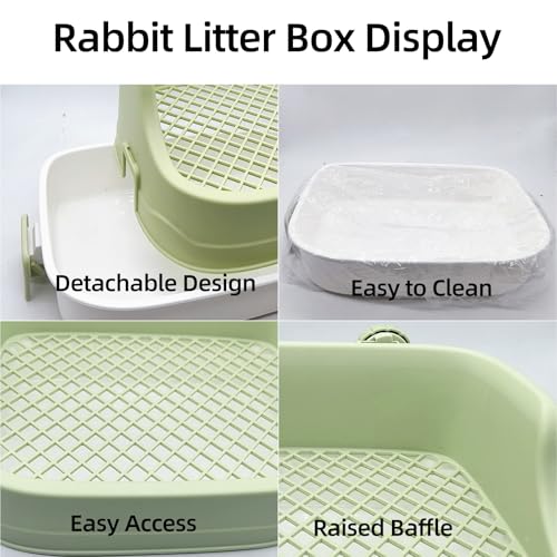 Tfwadmx Rabbit Litter Box Bunny Potty Training Litter Boxes Guinea Pig Corner Bedding Box Small Animal Toilet for Ferret,Chinchilla,Galesaur(Green)
