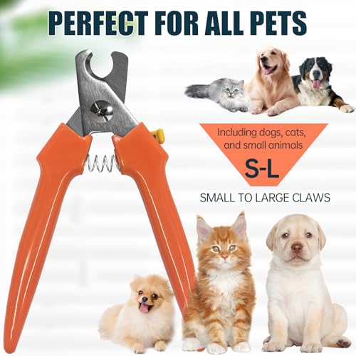 Dog Nail Clippers #767C w/Nail File, Trimmers for Large & Small Dogs | 767C dog nail trimmers + diamond-flake file. 0.45" opening for thick nails. Spring-action, ergonomic. Smooths sharp edges. - color: Red