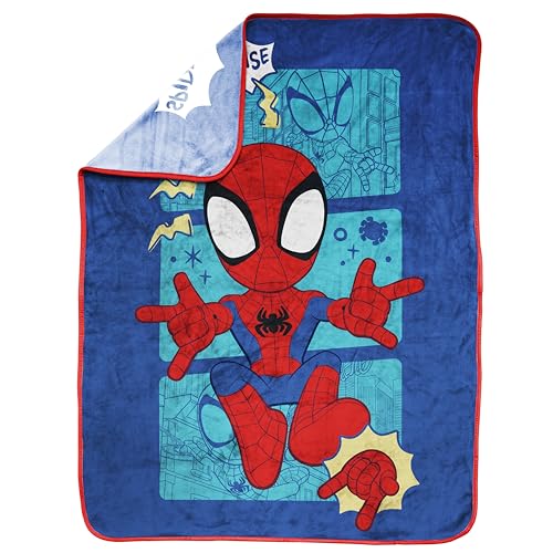 Jay Franco Kids Plush Throw Blanket – Soft & Cozy Fleece Throw for Bedroom & Couch Décor, Official Licensed Product, Blue - Spidey & Friends, 40x50 - Travel Blanket - color: Blue - Spidey & Friends, size: 40x50 - Travel Blanket