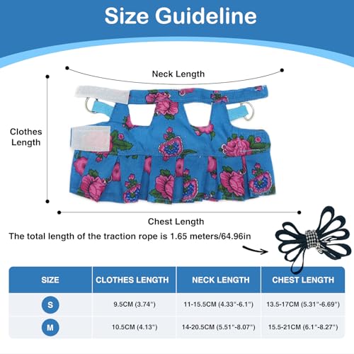 Guinea Pig Harness Skirt Clothes and Leash, Adjustable Hamster Ferret Harness and Leash Set, No Pull Walking Vest for Ferrets, Chinchillas and Similar Small Animals (Blue S) - color: Blue, size: S