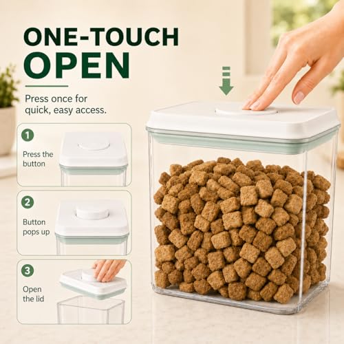 Pet Dog-Cat POP-Treat Airtight jar-Container - 1.3 Qt/1.2 L and 2.2 Qt/2 L | Stackable One-Touch Opening | For Snacks Candy Salt Herbs Spices | BPA-Free - size: 1.3Qt&2.2Qt