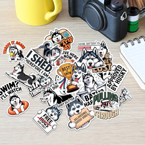 Vybonz Siberian Husky Stickers Husky Dog Lover Puppy Decal Pack | Siberian Husky Stickers, Cute Husky Dog Vinyl Decals, Funny Husky Quotes Stickers, Gifts For Husky Lovers, Dog Owners - color: Husky, size: 3in